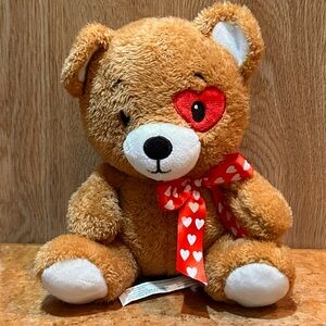 American Greetings Teddy Bear Plush Stuffed Animal XOXO Red Heart Eye Patch 8"